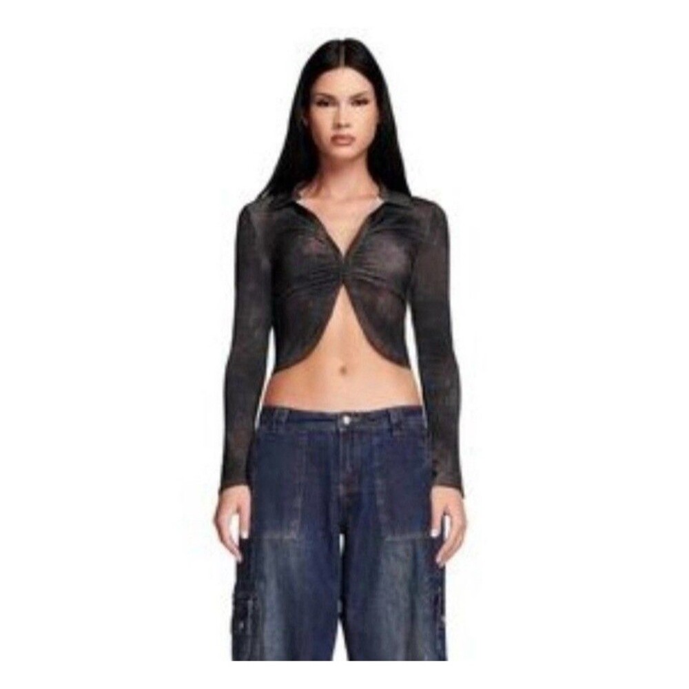 I.AM.GIA Nienna Long Sleeve Top Womens Size XXS Stretchy Cropped Corset Top